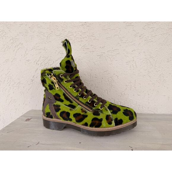Authentic Italian-made RIDDICK luxury boots - green leopard main image 4